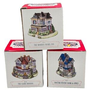 Lot of 3 Liberty Falls Americana Collection 1993-1994 Inn Doctors Office Mansion